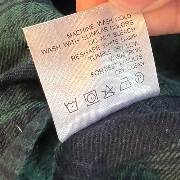 S NEW Design in Italy Flannel Shirt Mens Green Blue Plaid Pockets Long Sleeve - Picture 7 of 10